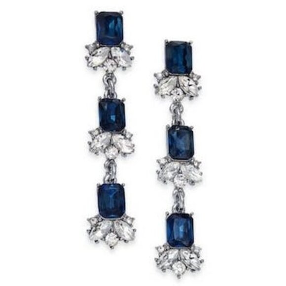 Charter Club Jewelry - Charter Club Silver-Tone Crystal and Stone Linear Drop Earrings